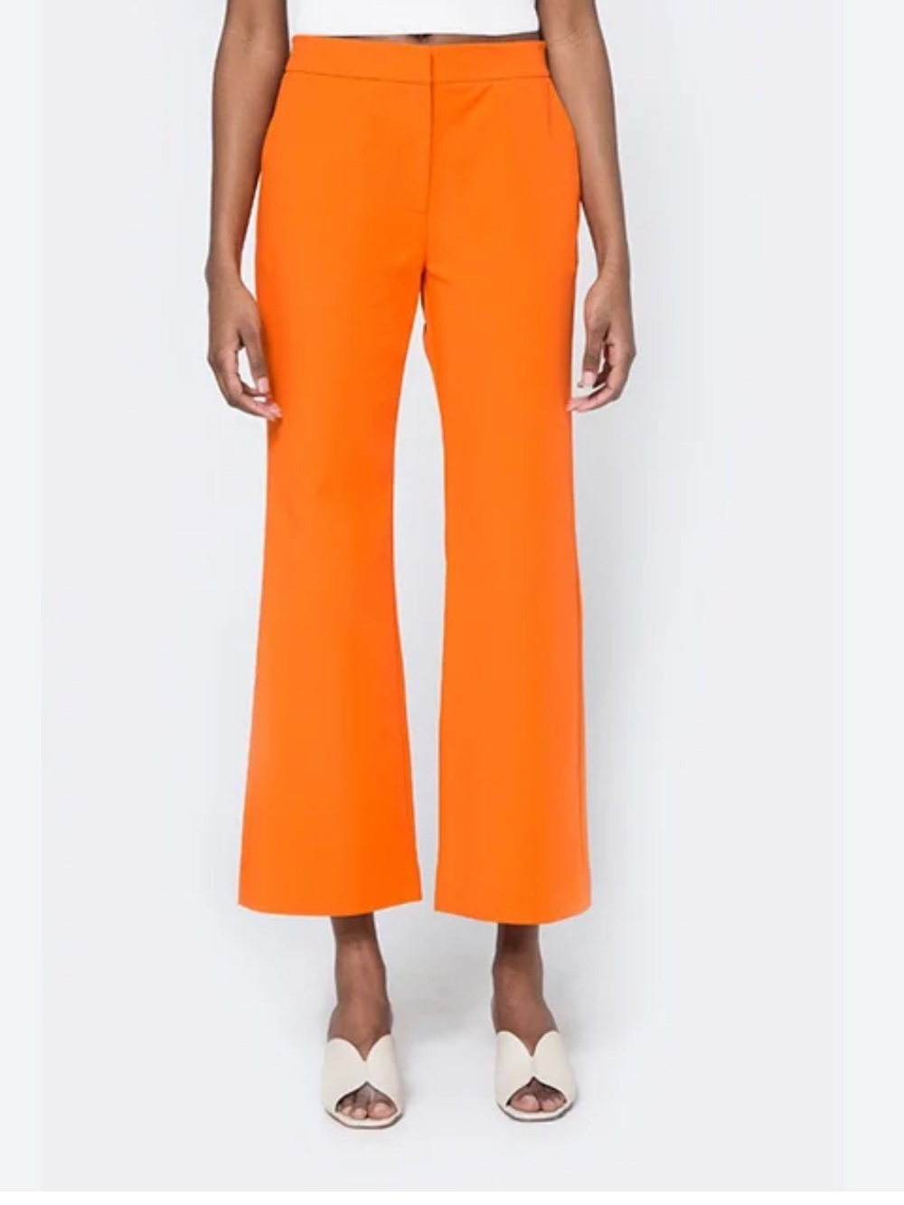 Bright Orange Zara Kick Flare Women's Pants M Crop Ankle Trouser Classic Cropped